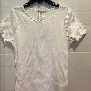 Girls Max Studio Kids White Ribbed Stretch Short Sleeve Size 8